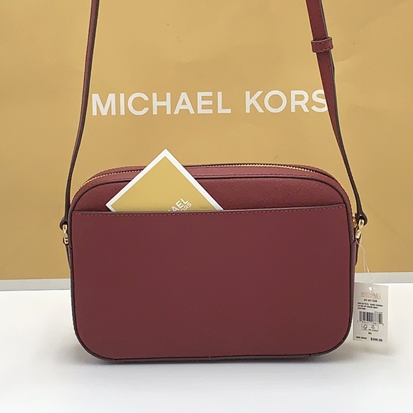 MICHAEL KORS 
Large East West  Saffiano Leather Crossbody Bag DARK CHERRY🍒COLOR - Picture 15 of 16